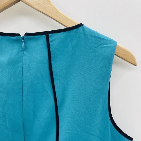 Calvin Klein Womens Size Small Sleeveless Piping Trim Peplum Blouse in Green 741 - Picture 3 of 7